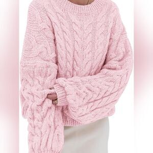 Cable Chunky Knit Long Sleeve Sweater Cream